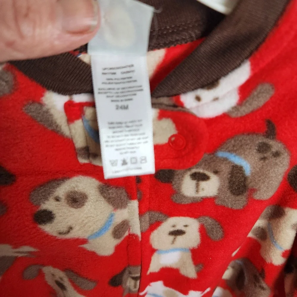 Little‎ Me Red Dog Print Fleece Blanket Sleepers Pajamas 24 Months